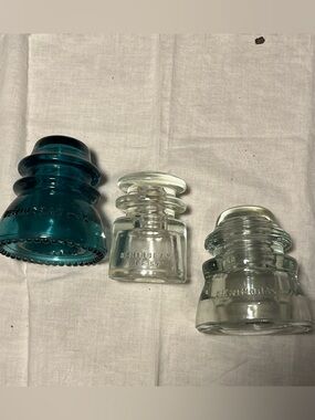 3 VTG HEMINGRAY GLASS INSULATORS